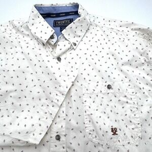 WRANGLER TWENTYX Men's XL White Geometric Print Short Sleeve Button Down Shirt